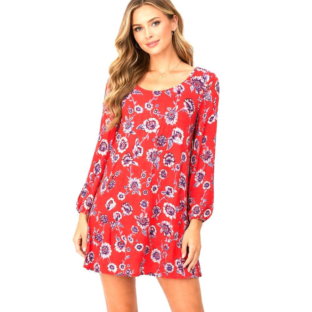 Billabong Lightweight V Back Medium Long Sleeve Mini Dress